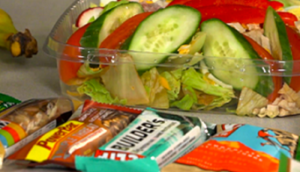 healthy fleet challenge, granola bar and salad